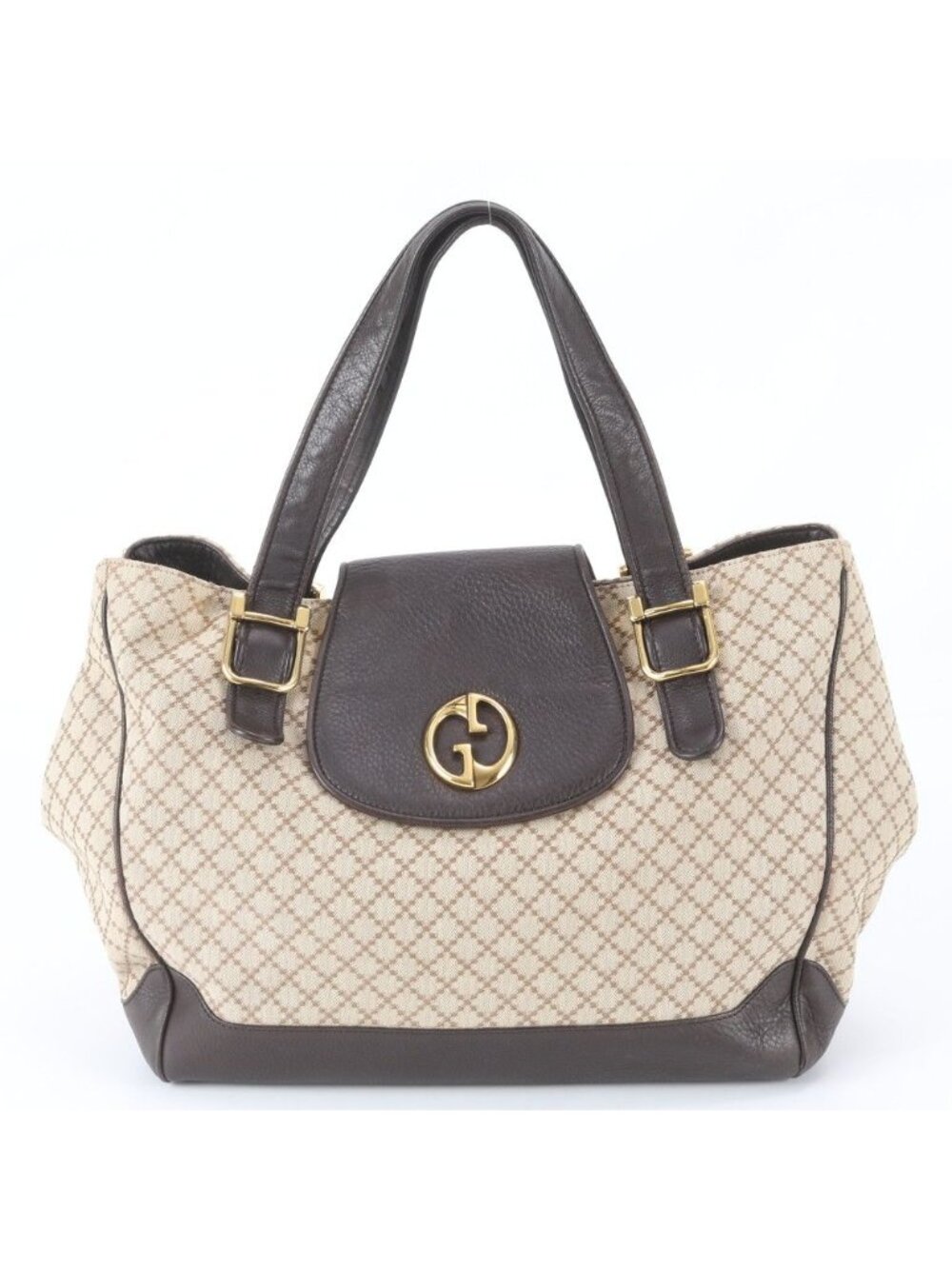 Gucci Diamante Double G Leather Tote Bag Shoulder